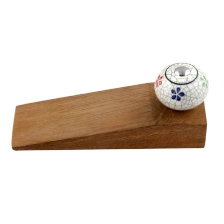 2 Pieces Mixed Floral Crackle Ceramic Wooden Door Stopper